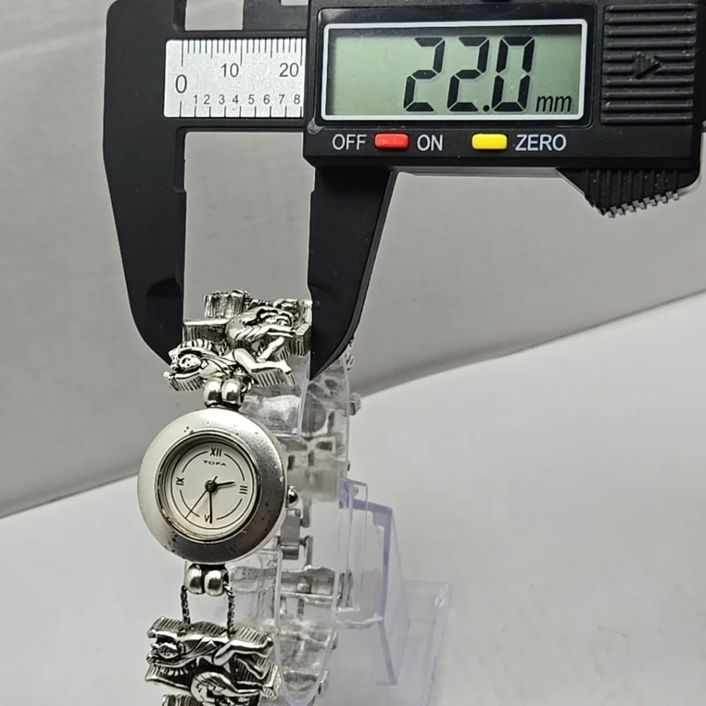 Vintage Rare Tofa Silde Gymnastics Dance Charm Bracelet Watch Silver New Battery